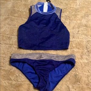 Joy lab high neck zip back longline bikini